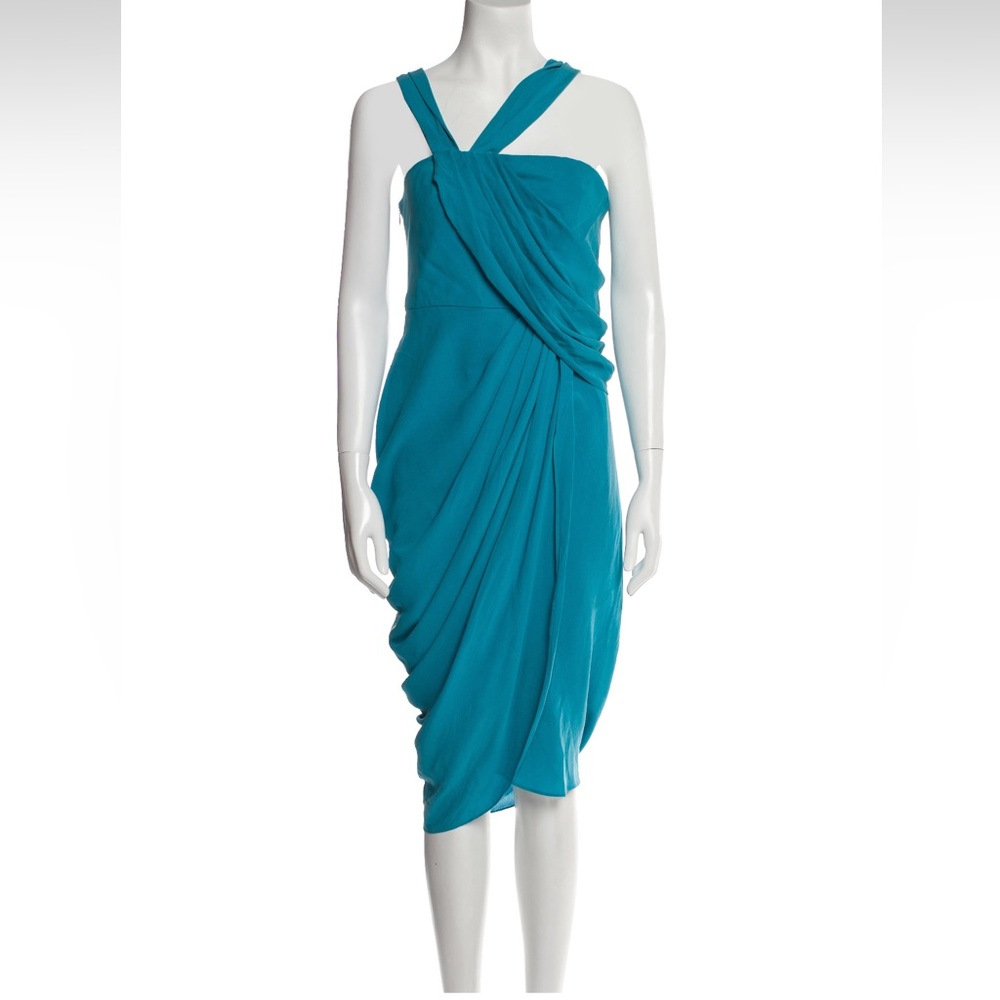 Phillip Lim blue silk draped goddess dress 6
